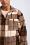 Regular Fit Checkered Fleece Long Sleeve Shirt V2767Az24Wn - 5