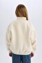 Girls Oversize Wide Fit Half Zip Basic Plain Inside Soft Feather Sweatshirt D6184A824Wn - 6
