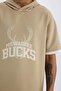 Nba Milwaukee Bucks Oversized Wide Fit Hooded Back Printed Short Sleeve T-Shirt D6708Ax25Sp - 8