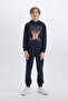 Boy's 2-Piece Set Hooded Printed Sweatshirt and Elastic Waistband Sweatpants B0410A824Cw - 2