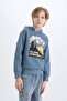 Cotton Regular Fit Long Sleeve Hooded Printed Sweatshirt for Boys D6226A824Cw - 3
