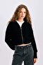 Regular Fit Hooded Zippered Knitwear Cardigan E2269Axns