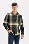 Long Sleeve Flannel Polo Shirt - Regular Fit D5835Ax24Au - 3