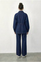Women's Navy Blue Zippered Waist-Tie Denim Top and Bottom Set with Pocket Detail 60597 60286011 - 6