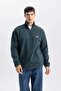 Warm Relax Fit High Collar Zippered Fleece Sweatshirt D2348Ax24Au - 3