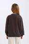 Sakura Oversize Wide Fit Crew Neck Sweatshirt for Girls D2829A824Wn - 6