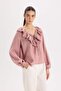 Ruffled V-Neck Basic Blouse E3393AX24WN - 3