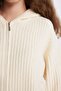 Regular Fit Hooded Zippered Knitwear Cardigan C7335Ax24Wn - 5