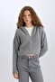 Regular Fit Hooded Zippered Knitwear Cardigan E2269Axns - 3