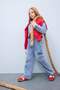 100% Cotton Wide Leg Cargo Wide Leg Jean Trousers for Girls D7089A825Sp - 2