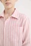 Boys' Polo Collar Striped Linen Blend Long Sleeve Shirt D7878A825Sm - 6