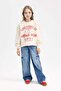 Relax Fit Crew Neck Printed Sweatshirt for Girls D7058A824Wn - 2