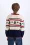 New Year's Themed Crew Neck Knitwear Sweater for Boys C9634A824Cw - 6