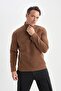 Brown Non-Pilling Cold-Resistant Regular Fit Stand Collar Zippered Fleece Sweatshirt Y3996Az - 4