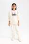Girls' 2-Piece Set Printed Sweatshirt Top Elastic Waist Jogger Sweatpants D4869A824Wn