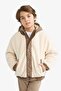 Boy's Windproof Hooded Inflatable Coat with Zipper and Snap Closure Pockets C6620A824Wn - 3