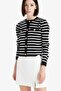 Regular Fit Crew Neck Striped Buttoned Knitwear Cardigan D3307Ax24Wn - 3