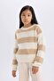 Striped Crew Neck Knitwear Sweater for Girls A6009A824Wn - 7