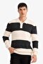 Standard Fit Polo Neck Striped Knitwear Sweater D3590Ax24Wn - 3