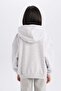 Oversize Wide Fit Hooded Printed Sweatshirt for Girls D4382A824Wn - 6