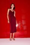 New Year's Themed Bodycon Body Wrap Degaje Collar Strap Maxi Burgundy Dress E1902Ax24Wn