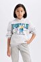 Oversize Wide Fit Hooded Printed Sweatshirt for Girls D4382A824Wn