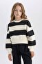 Striped Crew Neck Sweatshirt and Elastic Jogger Sweatpants for Girl - D4091A824Wn - 3