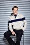 Standard Fit Regular Cut Stand Collar Zippered Striped Knitwear Sweater Y4193Az24Wn