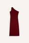 Bodycon Body-Hugging Basic One-Shoulder Burgundy Midi Dress E2469Ax24Wn - 8
