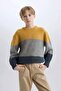Crew Neck Color Blocked Knitwear Sweater for Boys C8111A824Cw