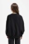 Oversize Wide Fit Crew Neck Printed Sweatshirt for Girls D4381A824Wn - 6