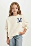 Oversized Wide Fit Crew Neck Printed Sweatshirt Girls D4383A824Wn - 3