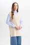 Regular Fit V-Neck Side Slit Knitwear Sweater Tunic D1243Ax24Wn - 3