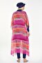 One Pareo Kaftan over Swimsuit Trıana 6100 Fuchsia - 5