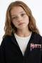 Printed Hooded Soft Fleece Zippered Sweatshirt for Girls D1569A824Wn - 4