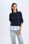 Relax Fit Crew Neck Sweater with Hem Detail D8584Ax24Wn - 3