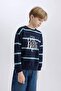 Oversized Wide Fit Crew Neck Printed Sweatshirt Boy's D1907A824Wn - 4