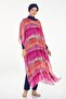 One Pareo Kaftan over Swimsuit Trıana 6100 Fuchsia - 3