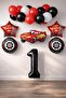 1 Year Old Cars Themed Birthday Party Celebration Balloon Set