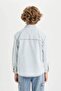 Boy's Oversize Wide Fit Polo Collar Pocket Jean Long Sleeve Shirt C3858A824Au - 6