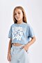 Crop Crew Neck Printed Short Sleeve T-Shirt Girls D1963A824Hs - 4