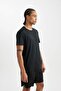 Breathable Defactofit Black Standard Fit Regular Cut Crew Neck Sportsman Short Sleeve T-Shirt C91 - 3