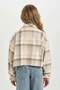 Girls Plaid Double Pocket Crop Long Sleeve Shirt D2660A824Au - 5