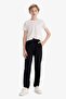 Boy's Black Jogger Gabardine Trousers with Lace-Up Elastic Waist and Leg Pockets A9395A824Wn - 3