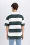 Boxy Fit Crew Neck Striped Cotton Short Sleeve T-Shirt 3166737 - 6