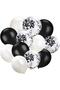 Black Concept 2-Year-Old Birthday Celebration Set; White Balloon with Black Confetti, Number Star Foil, and Bann. - 7