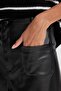 Faux Leather Trousers Culotte Double Pockets High Waist Wide Leg D4806Ax24Au - 5