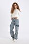 Wide Leg Cargo High Waist Long Jean Washed Trousers 25K 801005122 - 3