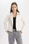 Faux Leather Seasonal Jacket with Double Breasted Neckline and Zip Pocket - 4W1Dfmna0906__L12
