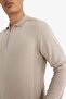 Standard Fit Regular Cut Zippered Polo Neck Knitwear Sweater D0621Ax24Au - 5